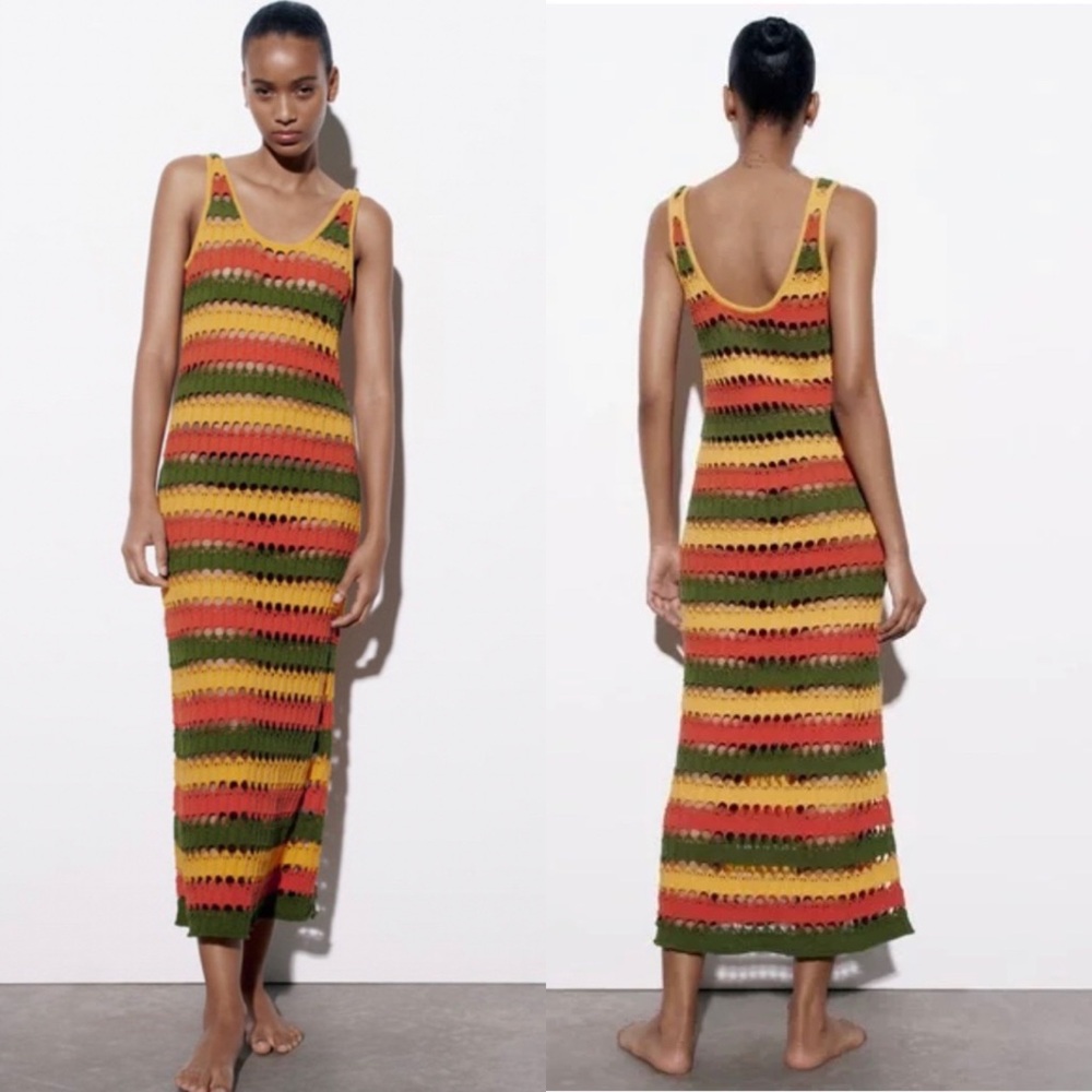 Zara Crochet Stripe Dress